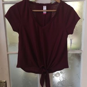 Maroon Tie Front Tee